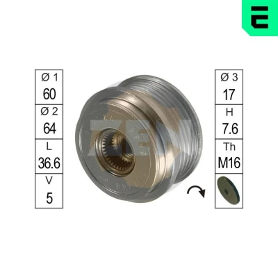 Abbildung von ERA ZN5466 Freilauf Lichtmaschine KIA: SORENTO 1, RIO 2 Stufenheck, CARNIVAL 2, HYUNDAI: i30 I Kombi, Matrix