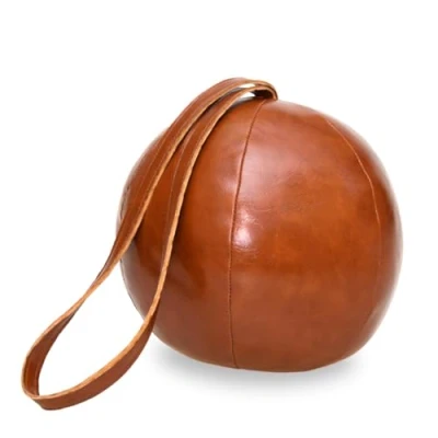 Abbildung von TOPANBIETER 999 Dekorativer Türstopper PU Lederball mit Schlaufe Türhalter Fensterpuffer Bodenstopper Tür Stopper (PU Schlaufe)