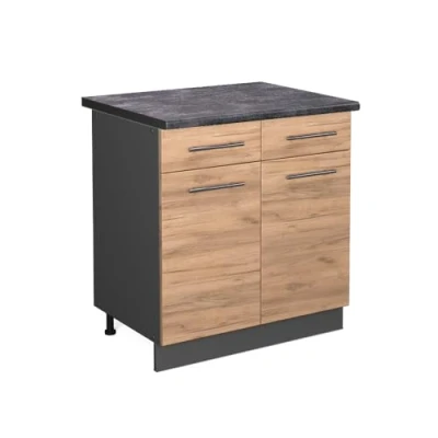 Abbildung von Vicco Küchenunterschrank Fame Line, Goldkraft Eiche/Anthrazit, 80 cm, AP Anthrazit