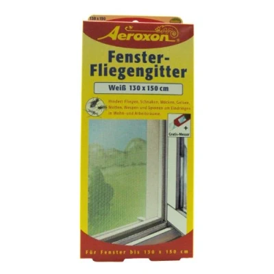 Abbildung von AEROXON Fenster Fliegengitter 130x150 cm Weiß UV beständig Insektenschutz Klettbandaufhängung