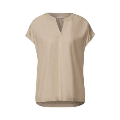 Abbildung von Street One Split NECK Tshirt basic, Damen, Größe: 34, Beige