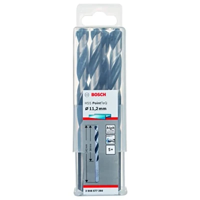 Abbildung von Bosch Professional 5 Stück HSS Spiralbohrer PointTeQ (für Metall, 11,2 x 94 142 mm, Zubehör Bohrschrauber)