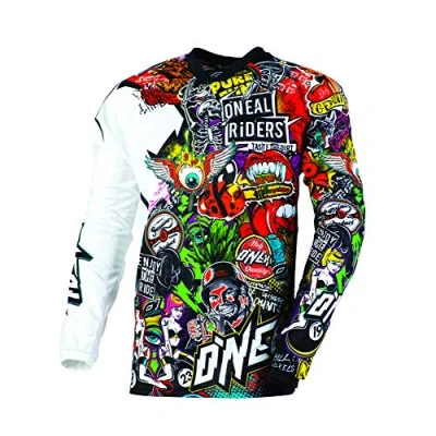 Abbildung von O&#039;NEAL Motocross Langarm Shirt MX Enduro Motorrad Schnell trocknendes und leichtes Performance Material, kragenloses Design Mayhem Jersey Crank Erwachsene Schwarz Multi Größe S