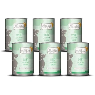 Abbildung von MjAMjAM Premium Nassfutter für Hunde Insekt mit saftigem Hühnchen, 6er Pack (6 x 400 g), getreidefrei Insektenprotein