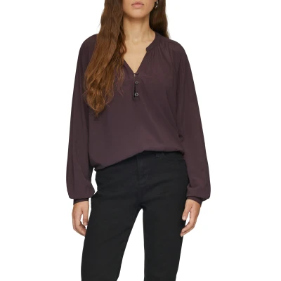 Abbildung von QS Fliessende MIT Raffung Bluse, Damen, Größe: 44, Aubergine