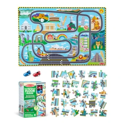 Abbildung von Melissa &amp; Doug Rennstrecke Bodenpuzzle Spielset 48 Teile
