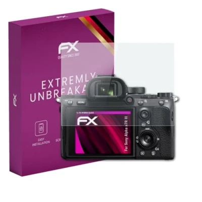 Abbildung von atFoliX Glasfolie kompatibel mit Sony Alpha a7R III Panzerfolie, 9H Hybrid Glass FX Schutzpanzer Folie