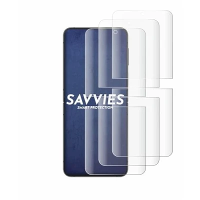 Abbildung von Savvies 4 Stück Full Screen Schutzfolie für Samsung Galaxy Z Flip Cover Displayschutz Folie [3D Curved, Transparent, Anti Fingerabdruck]