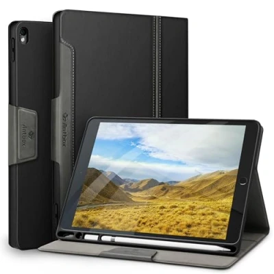 Abbildung von Antbox Hülle für iPad Air 3 2019 10.5 Zoll/iPad Pro 2017 mit Apple Pencil Halter Auto Schlaf/Wach Funktion PU Ledertasche Schutzhülle Smart Cover 2019/2017 (Schwarz)