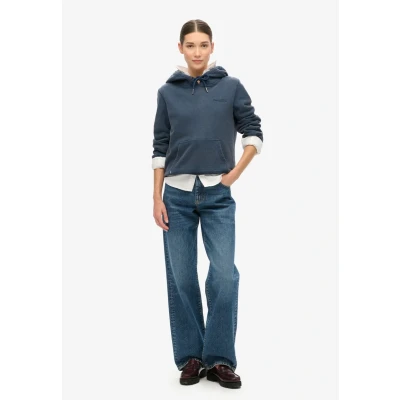Abbildung von Superdry Essential LOGO HALF Brushed Kapuzenpullover, Damen, Größe: 40, Richest navy