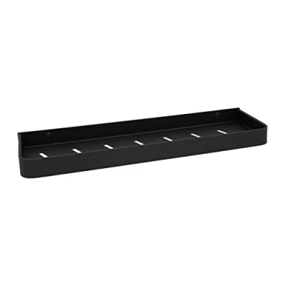 Abbildung von QUVIO Wall Shelf, Regal schwarz metall, Wandregal Badezimmer, metallregal wand, Küche, Bad Accessoires, Badezimmer Organizer, Rechteckige Regale für Küche (Schwarz)