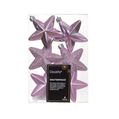 Abbildung von Kaemingk Christbaumschmuck Sterne Kunststoff 7cm x 6 Stück bruchsichere Christbaumkugeln Weihnachtskugeln Weihnachten Weihnachtsbaumschmuck Helllila