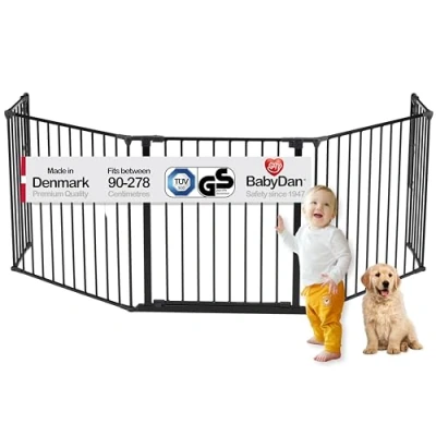 Abbildung von BabyDan Flex XL, 90 278 cm, Kaminschutzgitter/Treppenschutzgitter/Raumteiler, Schwarz, Made in Denmark Babygitter/Schutzgitter (Haustierschutzgitter/Hundeabsperrgitter/Hundelaufstall)