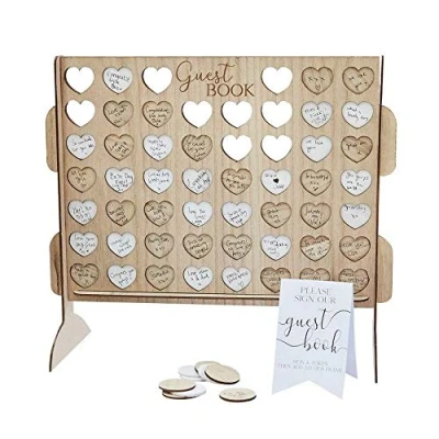 Abbildung von Ginger Ray Drop Top 4 In A Row Alternative Style Guest Book, Holz, Hochzeit