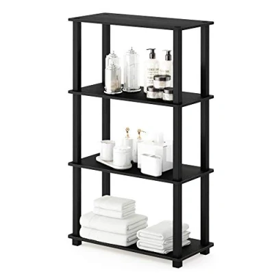Abbildung von Furinno Turn S Tube 4 stufiges Mehrzweckregal mit Vierkantrohr, Americano/Schwarz