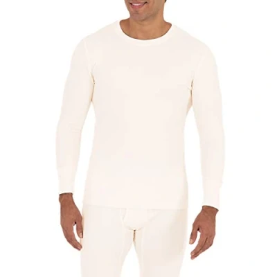 Abbildung von Fruit of the Loom Herren Recycled Waffle Thermal Underwear Crew Top (1 and 2 Packs) Pyjamaoberteil, Natur, Mittel
