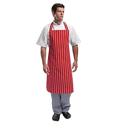 Abbildung von Whites Chefs Apparel A532 Lätzchen Schürze, rot und weiß gestreift
