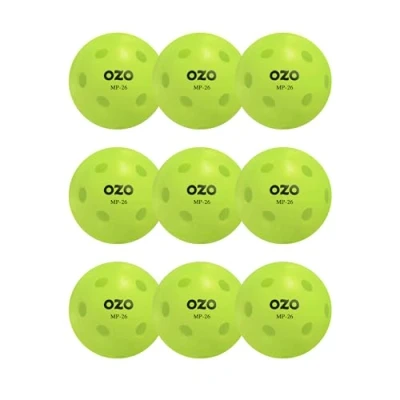 Abbildung von OZO Pickleball 9er Set Hallenbälle, 26 Löcher, Rotationsform, Neon Green