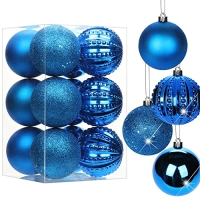 Abbildung von 8CM Weihnachtsdeko Weihnachtskugeln, 12 Stücke Bruchsiche Christbaumkugeln Ornamente Weihnachtsbaumschmuck für Weihnachtsbaum Weihnachtsdekoration Kugeln