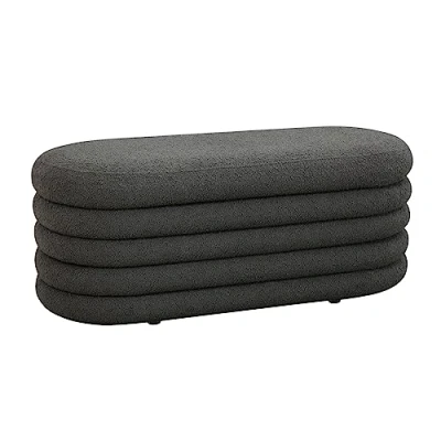 Abbildung von SVITA Blossom XL Hocker mit Stauraum Sitzbank Sitztruhe Sitzhocker Aufbewahrungsbox Polsterbank bis 300 kg belastbar Ottomane Boucle Bezug Dunkelgrau