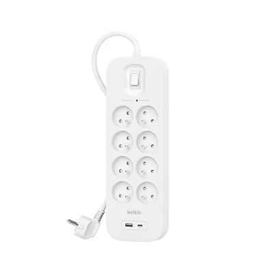Abbildung von Belkin Surge Protection 8 Outlet 2 Meter USB C Weiß