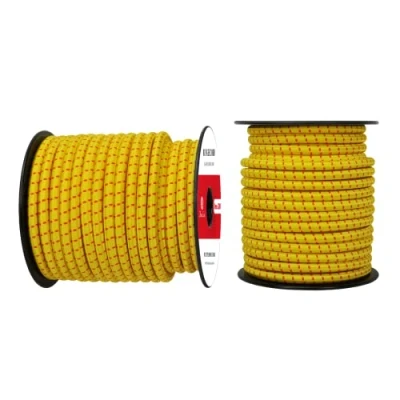 Abbildung von Abma Cord Gummiseil Expanderseil 8mm 20M Gummischnur UV Beständig Planenseil 100% Dehnung Spannseil für Plane, Anhängerplane, Sonnensegel, Zelte, Banner Gelb &amp; Rot