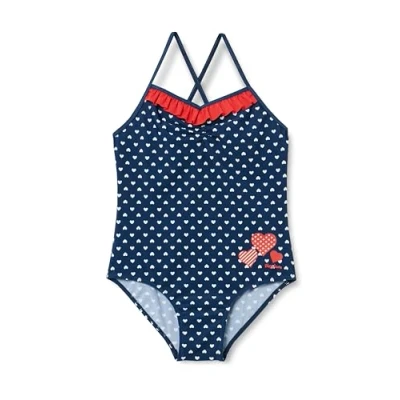 Abbildung von Playshoes Mädchen UV Schutz Badeanzug Schwimmanzug Badebekleidung, Herzchen, 146/152