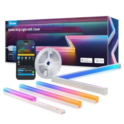 Abbildung von Govee RGBIC LED Strip mit Profil, 3M Smart Streifen Kompatibel Alexa &amp; Google Assistant, 64 Szenenmodi, APP Steuerung, Schiene Leisten für Schlafzimmer, Sockelleisten, Kabinett,