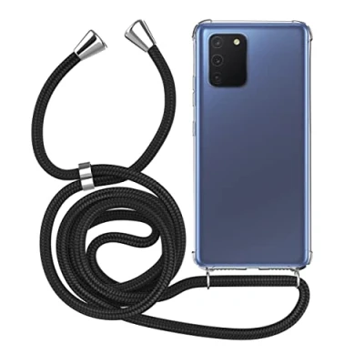 Abbildung von MyGadget Handykette für Samsung Galaxy S10 Lite [ TPU Hülle mit verstellbaren Band ] Handyhülle Handyband zum Umhängen Kordel Schnur Case Schutzhülle Schwarz