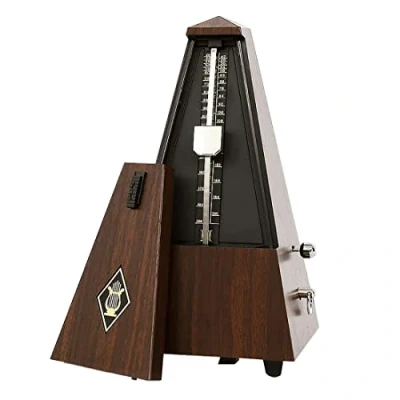 Abbildung von Mechanisches Metronom, aus Teakholz, Pyramiden Design, für Klavier, Gitarre, Violine, Musikinstrument, ideal Musikliebhaber, Anfänger oder Musiker (Teak)