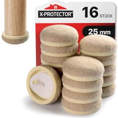 Abbildung von X Protector Filzgleiter 16 Stück 25 mm Prämie Möbelgleiter Beige Dicker Filz Selbstklebend Bodenschoner für Stühle Große Menge an Schützen Sie Ihre Holzfußböden!