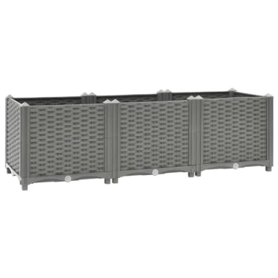 Abbildung von vidaXL Hochbeet, Kräuterbeet Gemüsebeet zum Selber Bauen, Blumenkasten im Rattan Look, Pflanzkasten für Garten Terrasse Balkon, Polypropylen