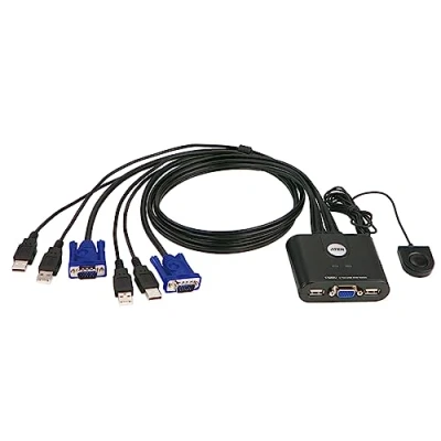 Abbildung von ATEN 2 Port USB VGA Kabel KVM Switch mit Remote Wähler, 2048 x 1536 Pixel, QXGA, 0,14 W, Schwarz