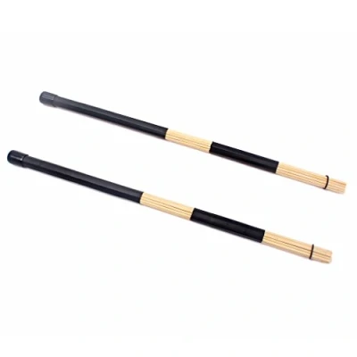 Abbildung von Alnicov 1 Paar 40 cm professionelle Bambus Schlagzeugbürsten für Country Jazz Ballad Percussion Drumsticks mit Gummigriff