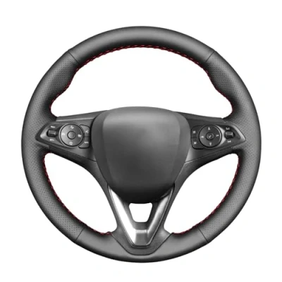 Abbildung von MEWANT Lenkradbezug für Opel Astra (K) / Corsa (E) Crossland X/Grandland X/Insignia (CT) B/Karl/Zafira (C) Custom Design Hand Nähen Lenkradhülle aus Echtleder&amp;Suede