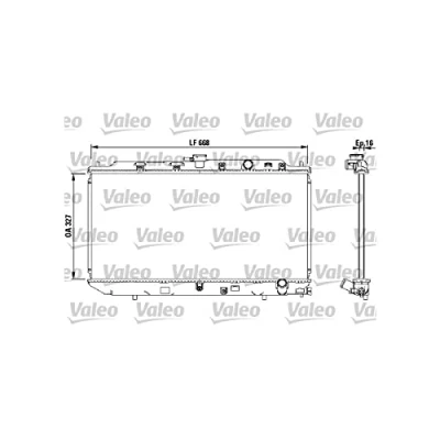Abbildung von VALEO 819193 Kühler, Motorkühlung Aluminium 325mm 668mm 16mm ohne Kühlmittelregler Kühlrippen gelötet HONDA: CRX 2, CIVIC 4 Hatchback