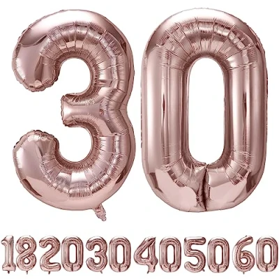 Abbildung von luftballon 30 jahre Roségold ballons 40&quot; 101cm Geburtstagsdeko 20 Folienballon Zahl Deko zum Geburtstag fliegt mit Helium für Männer Frauen Geburtstagsparty Jubiläum
