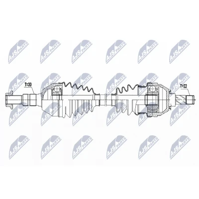 Abbildung von NTY NPW PL 081 Antriebswelle Vorderachse links 619 Schaltgetriebe OPEL: Vectra C CC, Caravan, Signum FIAT: Croma II Kombi