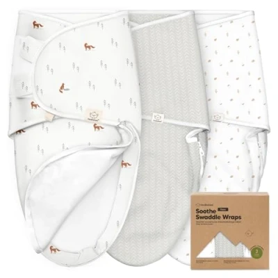 Abbildung von 3 Pack Pucksack Baby 0 monate Bio Baumwolle Pucktuch Baby, Ergonomische Schlafsack Neugeboren, Reißverschluss, Leicht zu wechselnde Babyschlafsack, Neugeborene Wickeltuch (Forest)