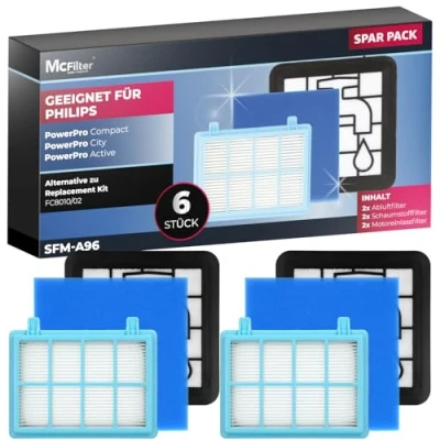 Abbildung von McFilter HEPA Filter 2x Filterset geeignet für Philips FC8010/01, FC8010/02, FC9331/09, FC9332/09, PowerPro Compact, passgenau, wie FC8010/02
