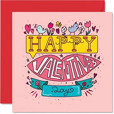 Abbildung von Valentinstagskarte für Sie und Ihn niedliches Cartoon Design romantische Freundin Freund Ehemann Ehefrau Verlobte &quot;I Love You&quot; 145 x mm
