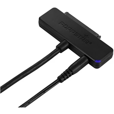 Abbildung von POPPSTAR Festplatten Adapter mit Netzteil (USB 3.1 Gen 2 Typ C) Sata USB Kabel für externe (SSD, HDD, 2,5 u. 3,5 Zoll) an PC Notebook, UASP Support, bis zu 10 Gb/s, Kabellänge 1m