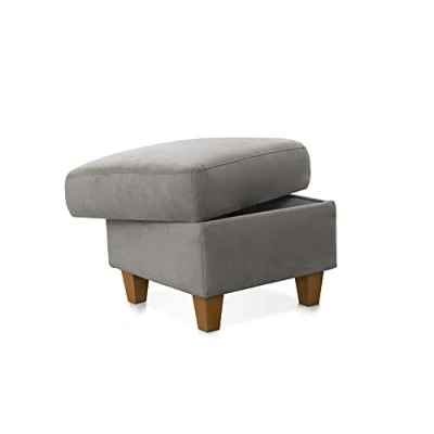 Abbildung von CAVADORE Polsterhocker Palera / Beistellhocker mit Stauraum, ideal als Fußhocker oder Sitzgelegenheit 58 x 48 Mikrofaser, Hellgrau