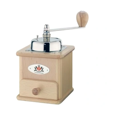Abbildung von Zassenhaus Kaffeemühle Manuell BRASILIA Buche natur 12 x 12.5 20cm zum Mahlen von Kaffeebohnen stufenlos verstellbarer Mahlgrad mit Original Mahlwerk