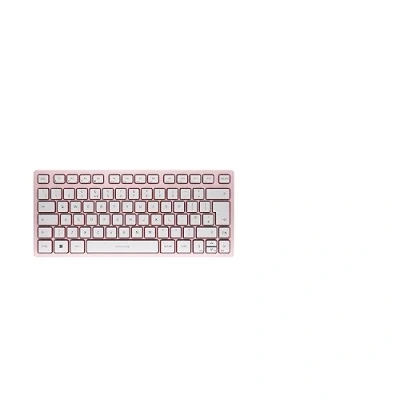 Abbildung von Cherry KW 7100 MINI BT, Kompakte Multi Device Tastatur mit 3 Bluetooth Kanälen, UK Layout (QWERTY), Flaches Design, inkl. Transporttasche, Blossom