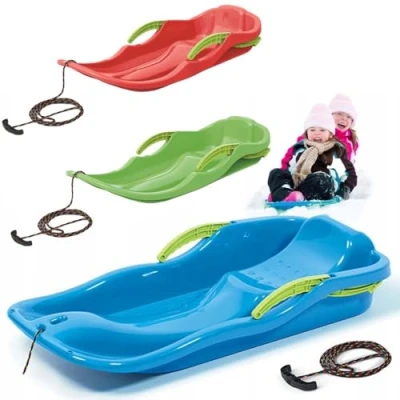 Abbildung von Prosperplast Bob Bobschlitten, Race S, inkl. Bremsen &amp; Zugseil, 79 cm, Blau, robuster Kunststoff, ideal für rasante Abfahrten im Schnee