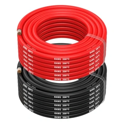 Abbildung von MMOBIEL 8 AWG Silikon Elektronik Kabel Gauge (8,37mm²) Verzinnte Kupferkabel 2 Separate Rot &amp; Schwarz Jede 10m / 32.8ft für Kühlschränke, Klimaanlagen, Autobatterien, Schweißbatterien