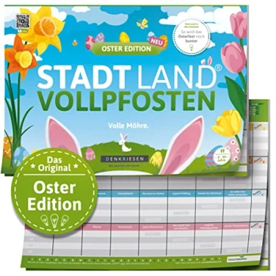 Abbildung von DENKRIESEN Spiel STADT LAND VOLLPFOSTEN® OSTER EDITION &quot;Volle Möhre.&quot;