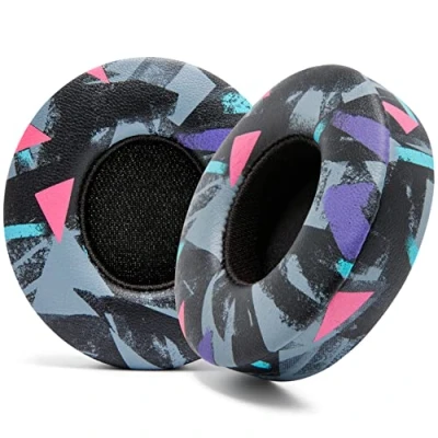 Abbildung von WC Extra Dicke Ersatz Ohrpolster für Beats Solo 2 &amp; 3 Wireless On Ear Kopfhörer von Wicked Cushions Weiches Leder, luxuriöser Memory Schaum, starker Klebstoff 90S Black