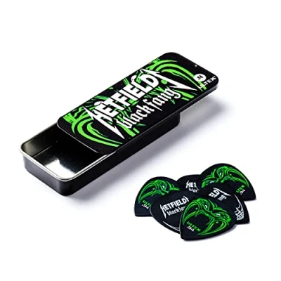 Abbildung von JIM DUNLOP Plektrum Ultex Hetfield&#039;s Black Fang 0,94mm Schachtel aus Metall mit 6 Stück, Schwarz